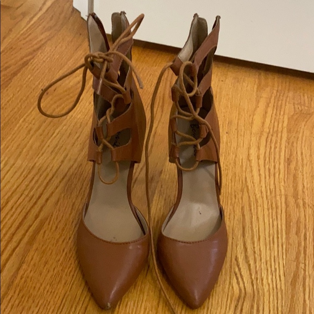 Tan lace up heels